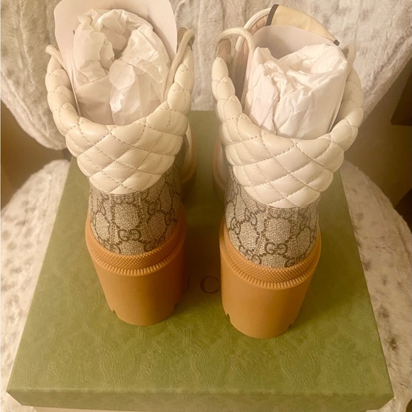 Gucci Apollo GG Supreme Boots Samoa Quilted White Leather Upper. - Picture 3 of 11